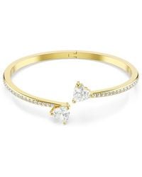 Swarovski - Mesmera Attract Crystal Heart Bangle Bracelet - Lyst
