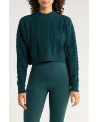 Mpg - Cable Knit Crop Sweater - Lyst