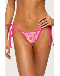 Edikted - Hanai Floral Rhinestone Tie Bikini Bottoms - Lyst