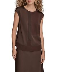 Donna Karan - Mixed Media Cap Sleeve Top - Lyst