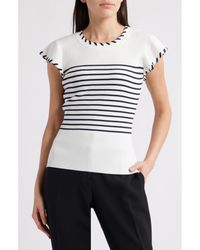 ZOE AND CLAIRE - Stripe Flutter Sleeve Sweater - Lyst