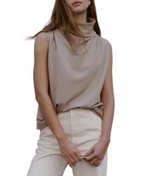 MARCELLA - Finch French Terry Funnel Neck Top - Lyst