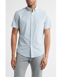 Mizzen+Main - Leeward Trim Fit Diamond Print Short Sleeve Stretch Button-Up Shirt - Lyst