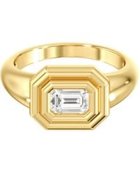 Everlee - Double Bezel Emerald Pinky Lab Diamond Ring - Lyst