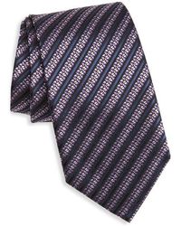 ZEGNA - Stripe Mulberry Silk Tie - Lyst