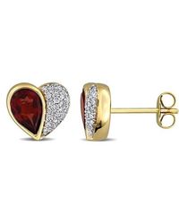 Julianna B - Gemstone & Diamond Heart Earrings 10K - Lyst