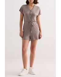 REISTOR - V Neck Drawstring Knit Romper - Lyst