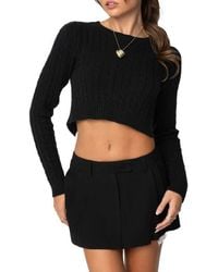 Edikted - Bow Accent Cable Stitch Crop Sweater - Lyst