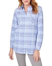 Foxcroft - Germaine Plaid Non-iron Button-up Tunic Shirt - Lyst