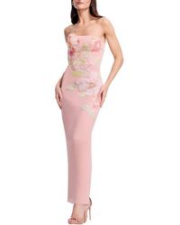 open lace back dress Dress The Population Angelique Strapless Maxi Dress