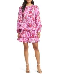 Lilly Pulitzer - Lilly Pulitzer Khloey Floral Long Sleeve Tiered Ruffle Cotton Dress - Lyst