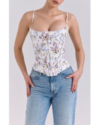 House Of Cb - Cadie Stretch Cotton Corset Top - Lyst