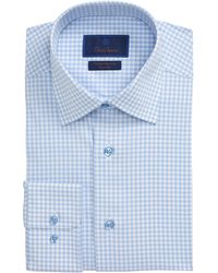 Robert Talbott White and Navy Check Sutter Estate Trim Fit Dress Shirt