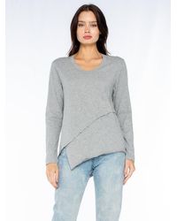 Wilt - Crew Long Sleeve Easy Crossover Raw Hem Top - Lyst