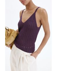 Mango - Metallic Openwork Knit Top - Lyst