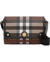 Burberry - Note Check-print Coated Cotton Shoulder Bag - Lyst