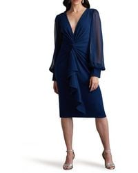 Tadashi Shoji - Ruffle Long Sleeve Chiffon Dress - Lyst