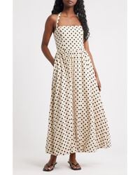 Next - Spotty Halter Neck Linen Blend Fit & Flare Dress - Lyst