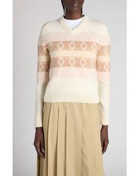 Moncler - Jacquard Virgin Wool V-Neck Sweater - Lyst