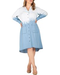 Standards & Practices - Dip Dye Long Sleeve Shirtdress - Lyst