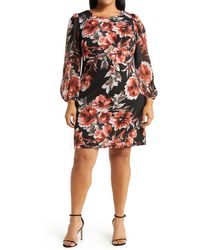 Connected Apparel - Floral Long Sleeve Dress - Lyst