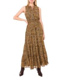 1.STATE - Abstract Print Tie Neck Tiered Maxi Dress - Lyst