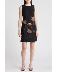 Anne Klein - Floral Bead Embroidered Sleeveless Shift Dress - Lyst