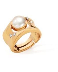 Retro Chic - Dawn Light Pearl Wide Ring - Lyst