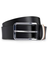 BOSS - Calis Leather Belt With Stripe Keeper Loop - Lyst