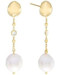 ATHRA LUXE - Freshwater Pearl & Cubic Zirconia Drop Earrings - Lyst