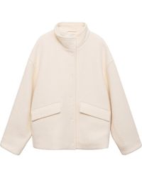 Mango - High Collar Wool Blend Jacket - Lyst