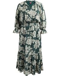Vince Camuto - Smocked Waist Long Sleeve Maxi Dress - Lyst