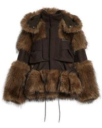 Sacai - Melton Wool & Faux Fur Jacket - Lyst