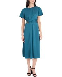 Maggy London - Buckle Detail Hammered Satin Midi Dress - Lyst