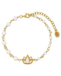 Karma and Luck - Moonstone Lotus Plated Chain Bracelet Intentions Aligned - Lyst