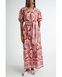 FARM Rio - Tropical Cameo Puff Sleeve Cotton Maxi Dress - Lyst
