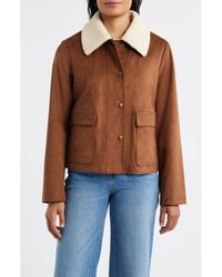 Sam Edelman - Faux Leather Jacket With Faux Shearling Collar - Lyst