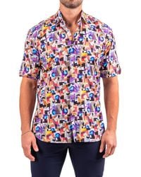 Maceoo - Galileo Resistance Abstract Print Short Sleeve Button-Up Shirt - Lyst