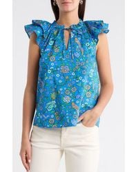 Sugarlips - Siya Heidy Floral Flutter Sleeve Cotton Top - Lyst