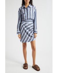 Smythe - Stripe Long Sleeve Mini Shirtdress - Lyst