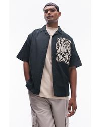 TOPMAN - Oversize squiggle Print Camp Shirt - Lyst