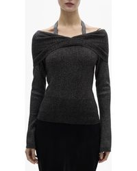 Mango - Metallic Off The Shoulder Sweater - Lyst