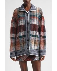 Missoni - Oversize Check Wool Blend Cardigan - Lyst
