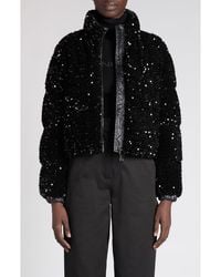 Moncler - Louvi Sequin Faux Shearling Down Jacket - Lyst