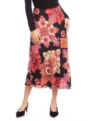 Karen Kane - Medallion Floral Print Bias Cut Midi Skirt - Lyst