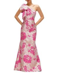 Alfred Sung - One-Shoulder Metallic Floral Jacquard Trumpet Gown - Lyst
