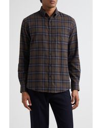 Sunspel - Check Brushed Cotton Flannel Button-Down Shirt - Lyst