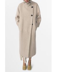 Mango - Asymmetric Double Breasted Wool Blend Coat - Lyst