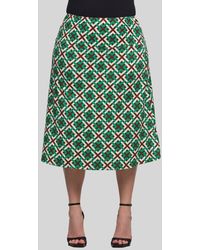 24seven Comfort Apparel - Geo Print Elastic Waist Midi Skirt - Lyst