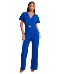 Quiz - Scuba Crepe Wrap Front Palazzo Jumpsuit - Lyst